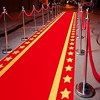 Vista 2 de Woanger Camino de noche de película de plástico con estrella dorada de 30 μm de grosor, alfombra roja para decoración de pasillo, piso, pasarela
