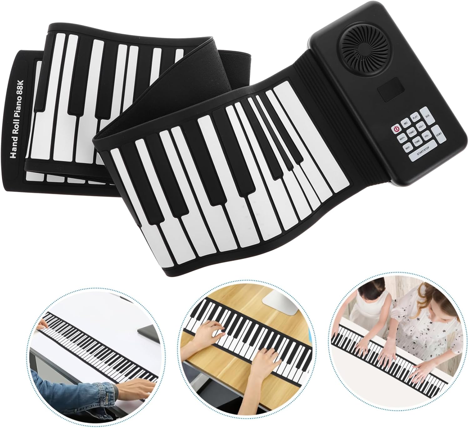 Alasum Portable Keys Foldable Roll-up Piano Keyboard with Built-in Speaker Battery Operated Silicone Electronic Piano for Travel and Beginners Sound Easy Storage for Musicians The Go
