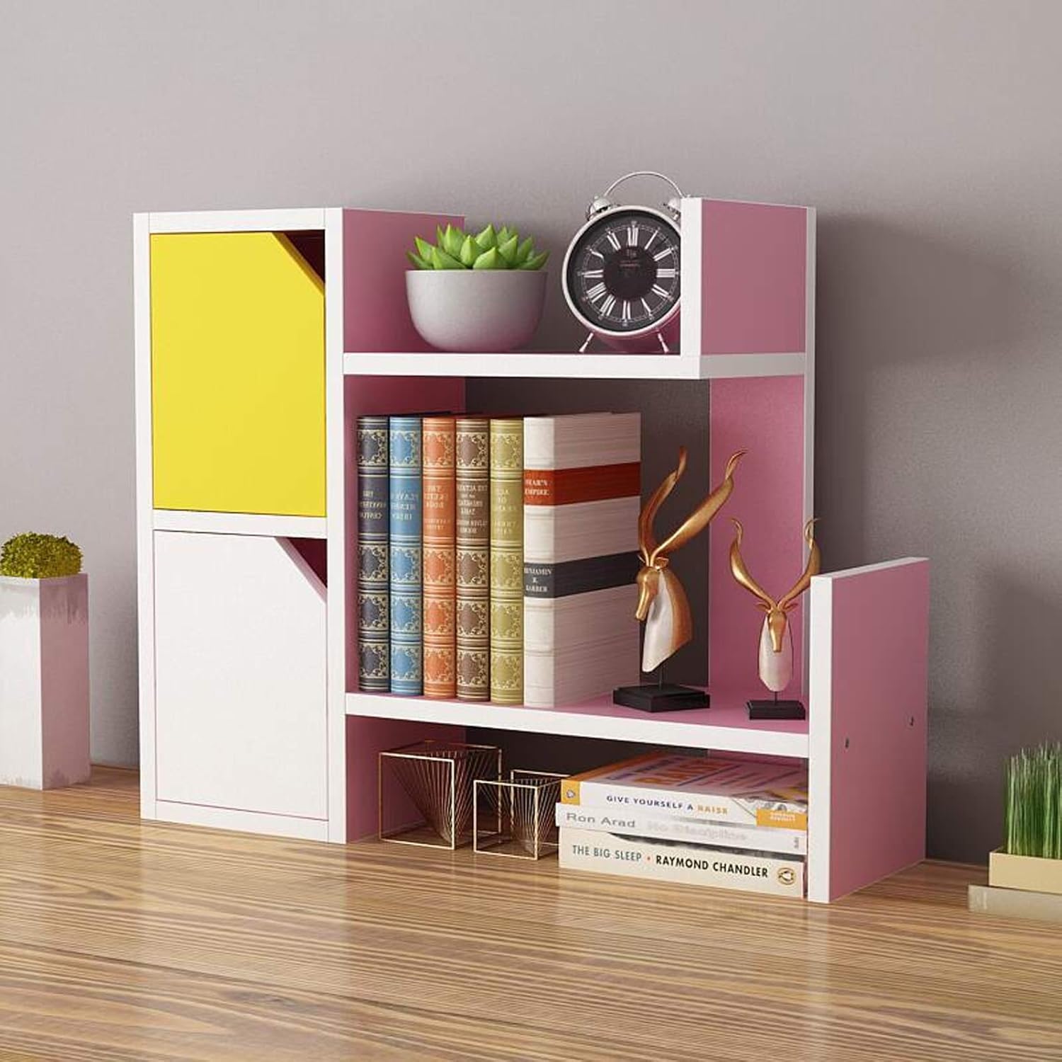 本棚 シンプルな木製デスクトップ本棚 カウンター本棚 オフィス