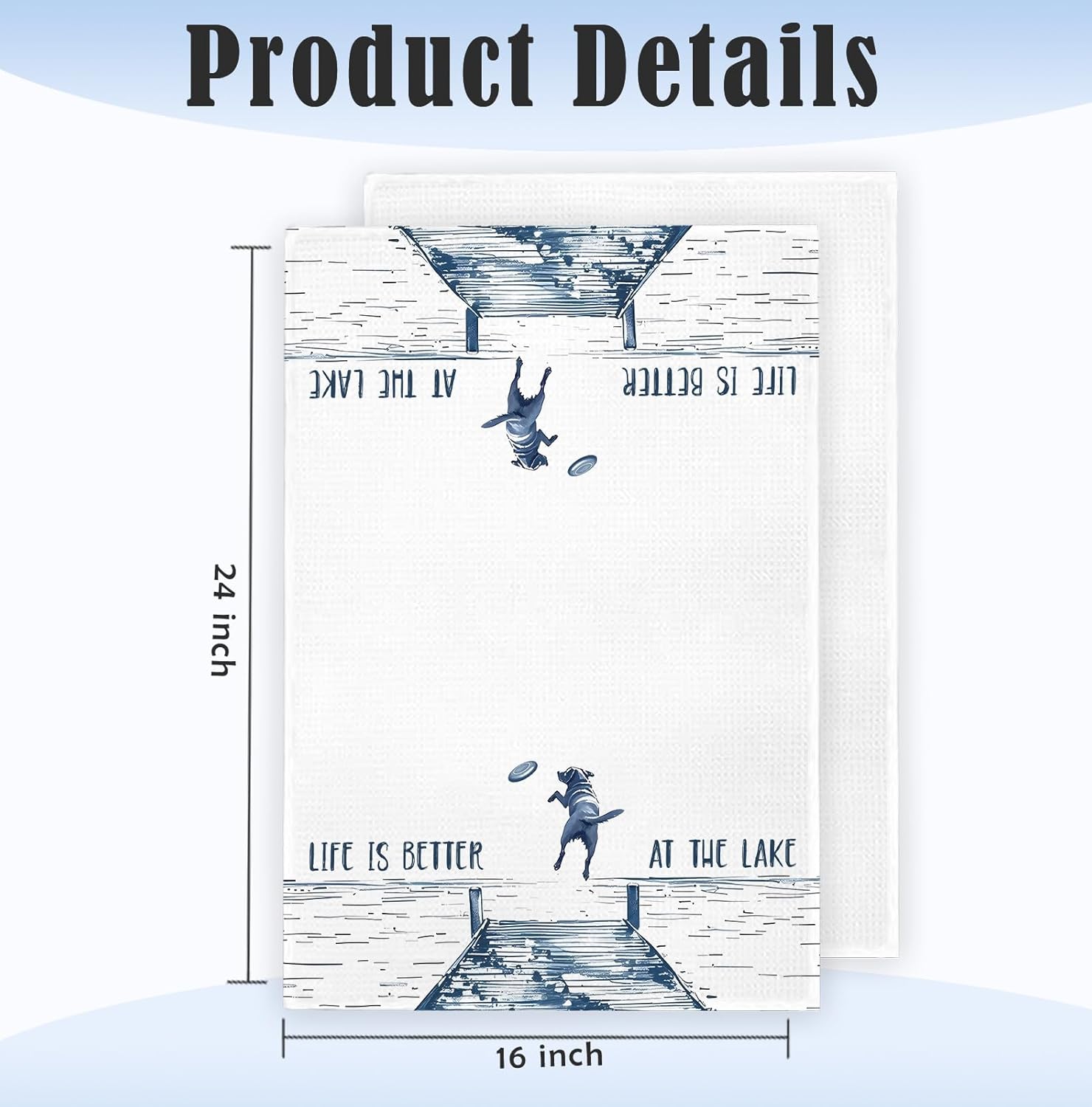 Lake House Hand Towels for Bathroom, Life is Better at The Lake Kitchen Towels, Lakehouse Decor for The Home, Dog Lover Mom Gifts Dish Towel Drying Cloth for Kitchen, 16x24 Inch - Image 7
