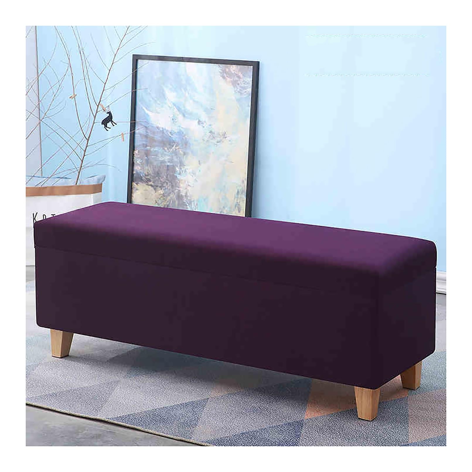 Pouf avec rangement violet 80 cm pour ranger et s'asseoir facilement