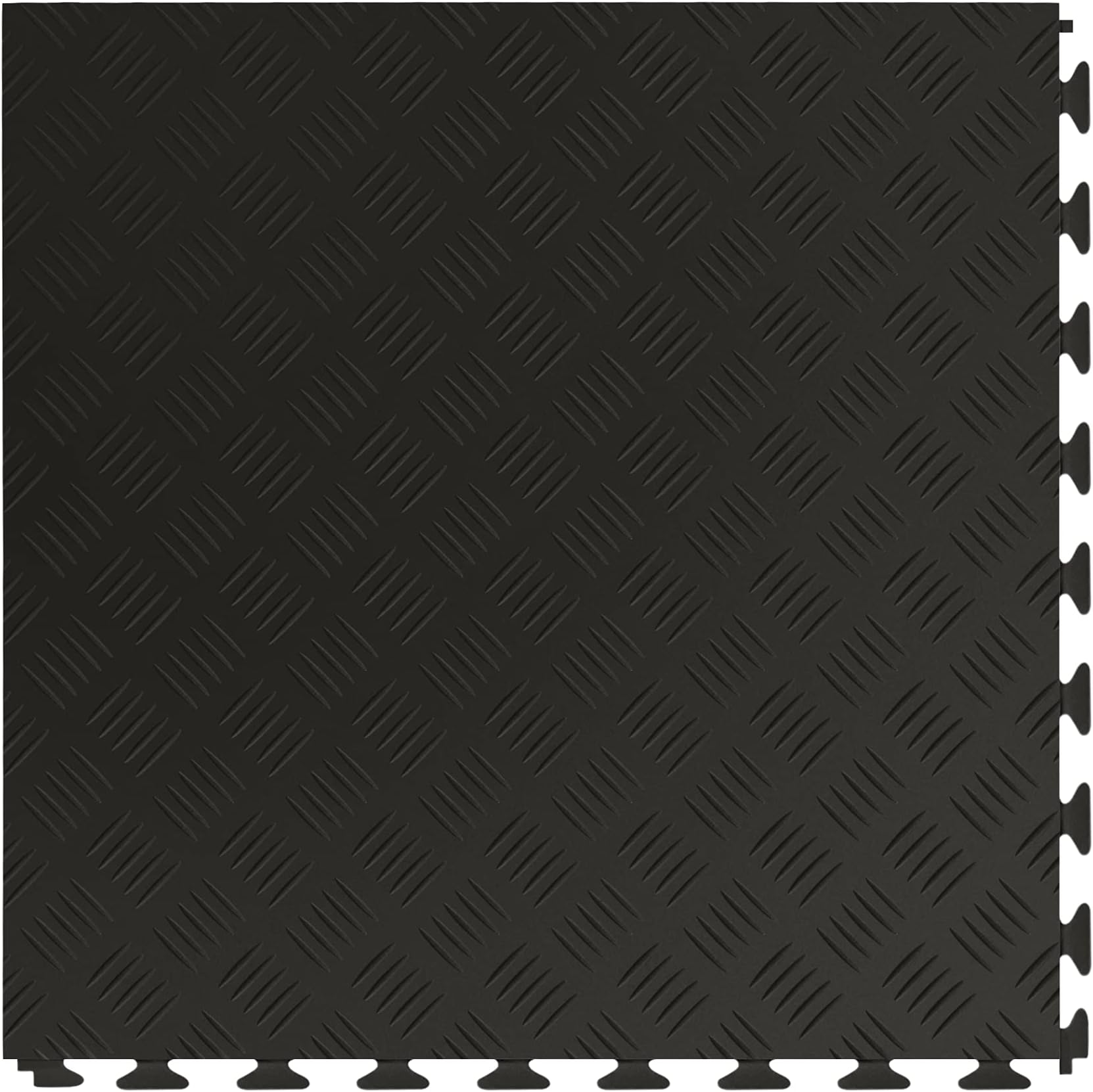 FlooringInc's 4.5mm Flex Nitro Hidden Interlocking Garage Floor Tiles, Flexible PVC Garage Tiles Flooring for a Stronger & Safer Garage, Workshop or Shed, Diamond, Black, 4 Tiles (20.5"x20.5")