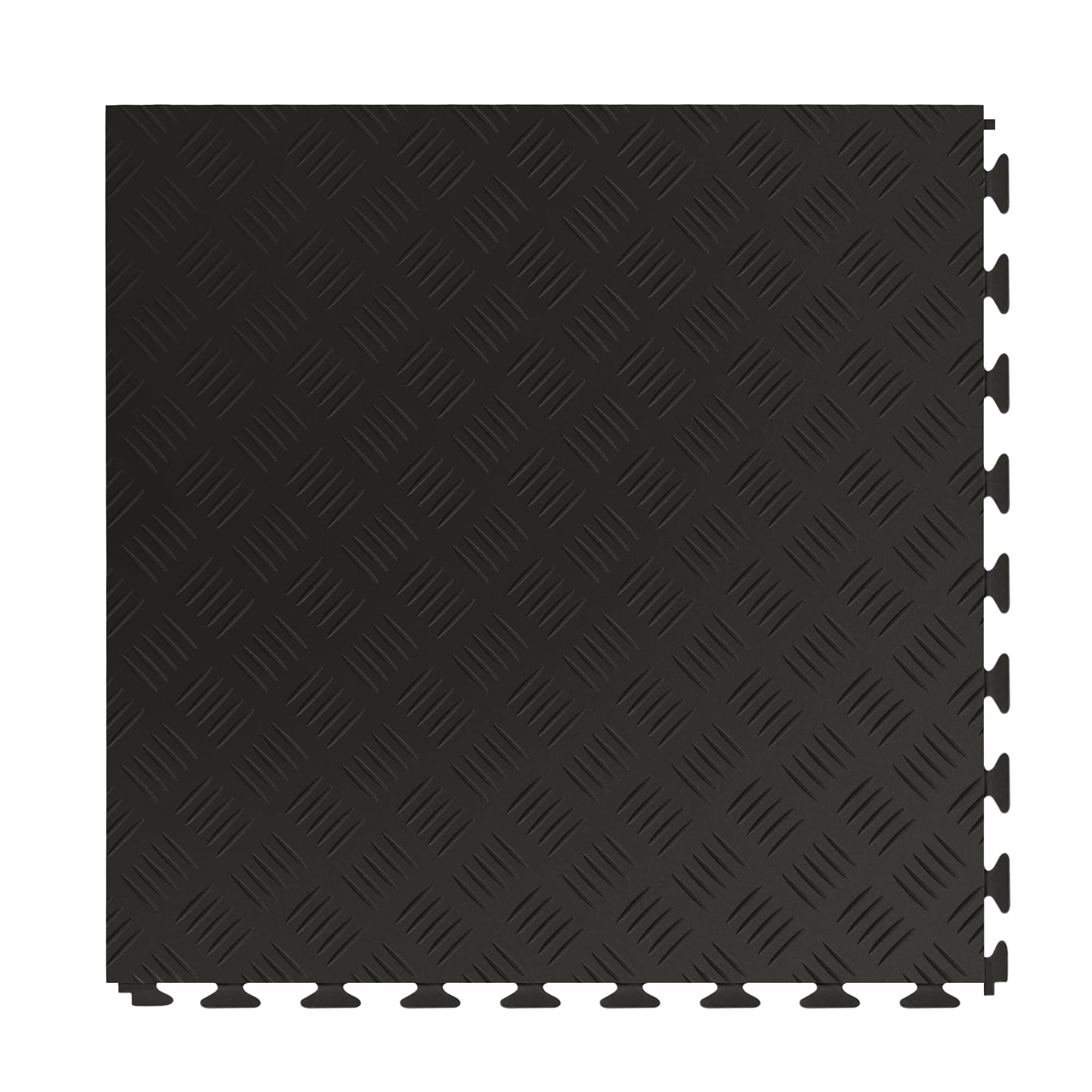 FlooringInc's 4.5mm Flex Nitro Hidden Interlocking Garage Floor Tiles, Flexible PVC Garage Tiles Flooring for a Stronger & Safer Garage, Workshop or Shed, Diamond, Black, 4 Tiles (20.5"x20.5")