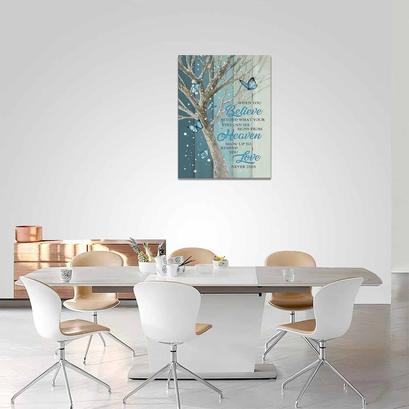 Tableau Moderne Papillon Bleu Sur Toile - 60x60cm, Encadré, Art Abstrait, Pour Salon Ou Chambre