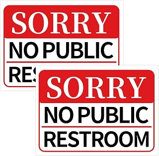 2 Pcs No Public Restroom Signs for Business Self Adhesive Weatherproof Vinyl Sorry No Public Bathroom Sign Sticker noes Publics Bathroom Signs for Business Window Door Office Home