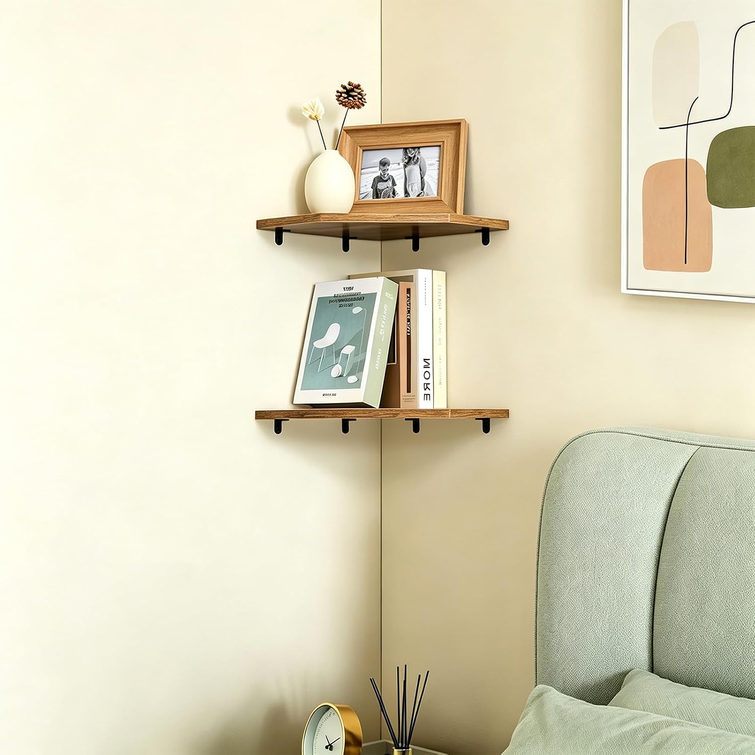 Corner Shelf Wall Mounted Set of 4, Corner Floating Shelves 10 inch Deep