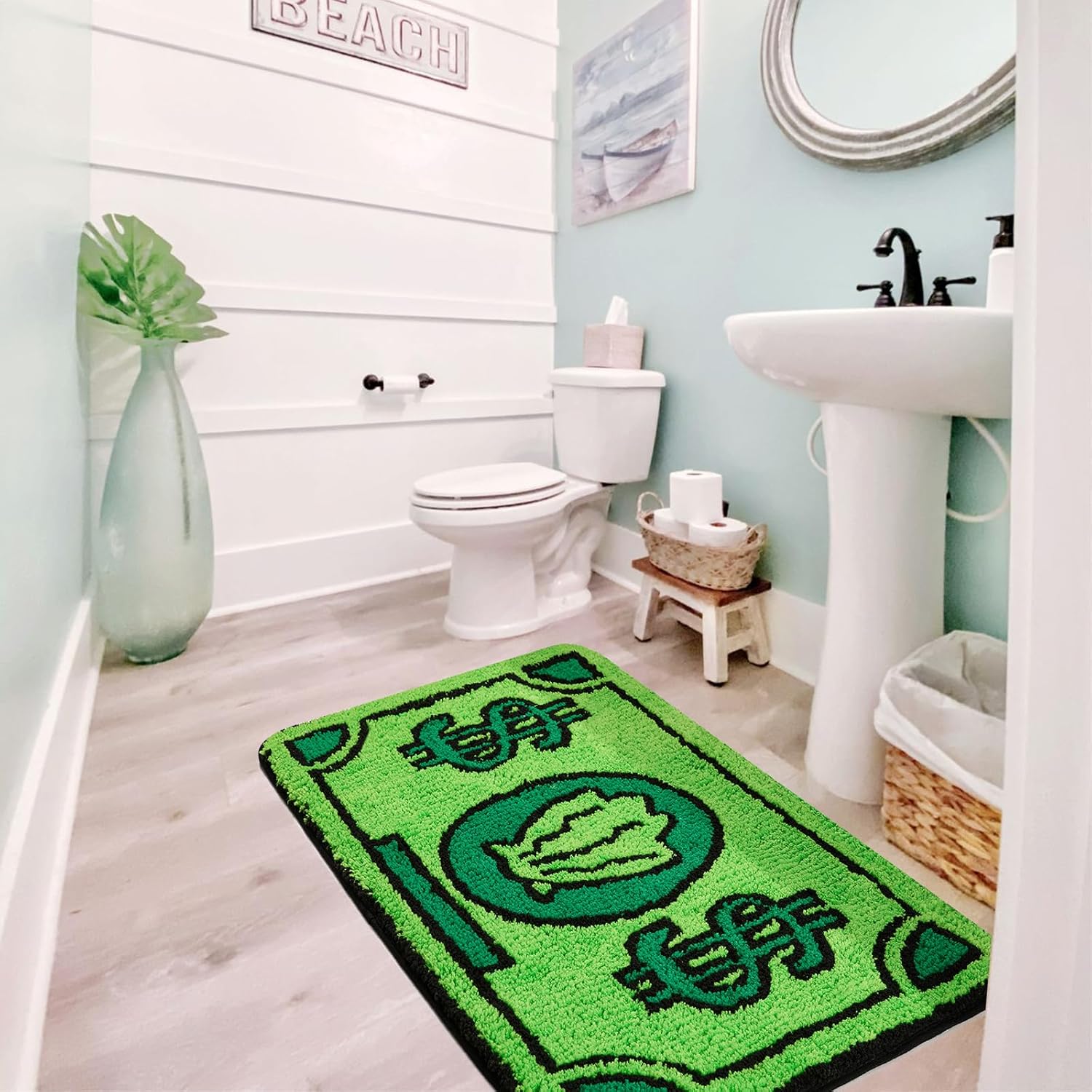 RoomTalks Cute Money Rug 3x5 Cartoon Funny Cool Small Throw Rugs for Girls Bedroom Kids Bathroom Kitchen Dorm Non Slip Machine Washable Soft Shag Accent Floor Rug, Unique Gift for Kids Girls