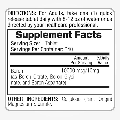 Miniatura 6 de FITO MEDIC'S Laboratorio  Boro  10 mg  240 porciones  Suplemento de boro para hombres  Suplemento de boro para mujeres  Suplemento de boro  Ultra