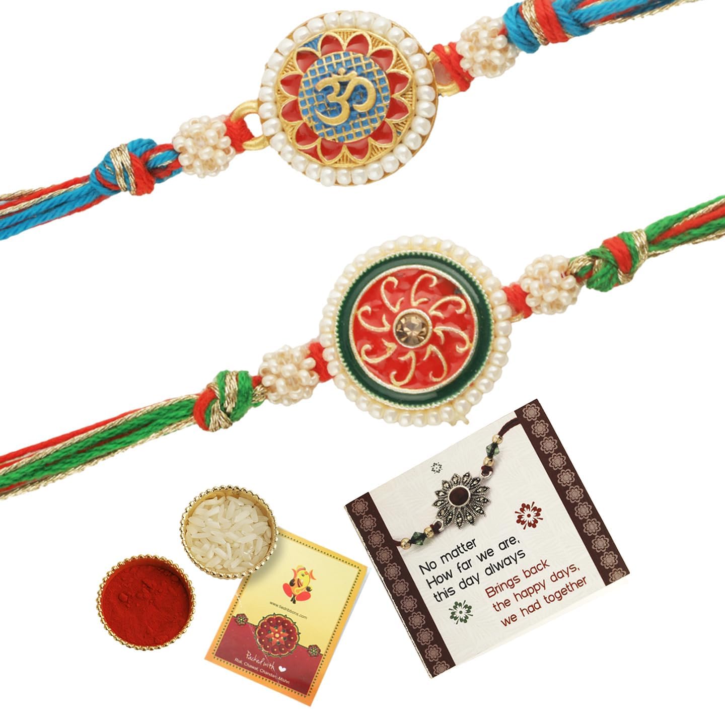 TIED RIBBONS Rakhi for Brother - Designer Beaded Om Rakhi Set of 2 with Greeting Card and Tikka - Bracelet Rakhi for Brother Bhaiya Bhabhi Men Boys Kids Bhai - Rrakshabandhan Rakhi (B0D6BWDZPG) Amazon Price History, Amazon Price Tracker