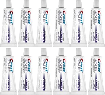 Crest 3D White Brilliance Toothpaste, Vibrant Peppermint, Travel Size, 0.85 Oz 24G - Pack of 12