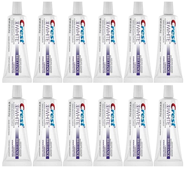 Crest 3D White Brilliance Toothpaste Vibrant Peppermint Travel Size 0 85 oz 24g - Pack of 12