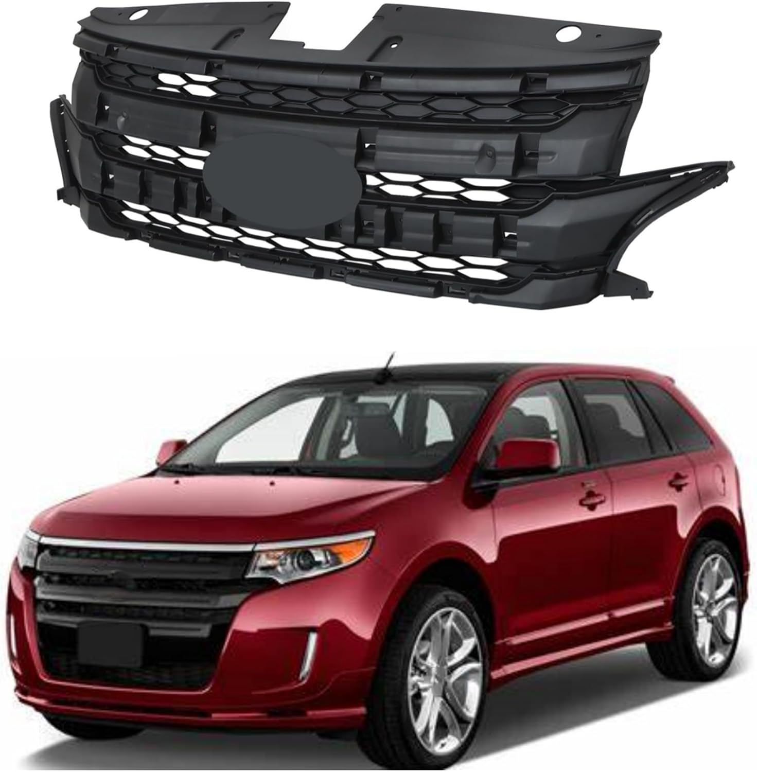 waltyotur Front Bumper Black Mesh Base Grille Replacement for 2011 2012 2013 2014 Edge