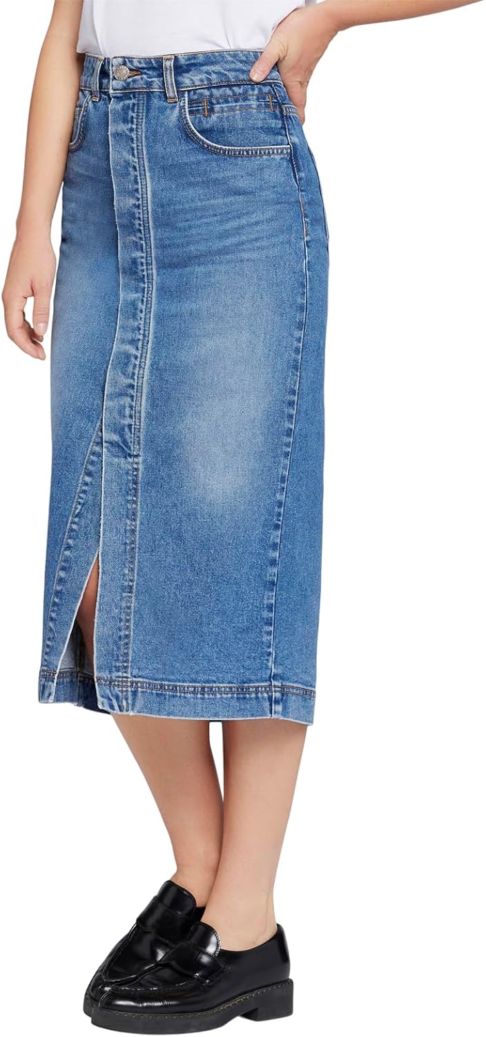 Current/Elliott Women’s The Insignia Midi Denim Skirt – Long Skirts for Women, Midi Jean Skirt - Image 4