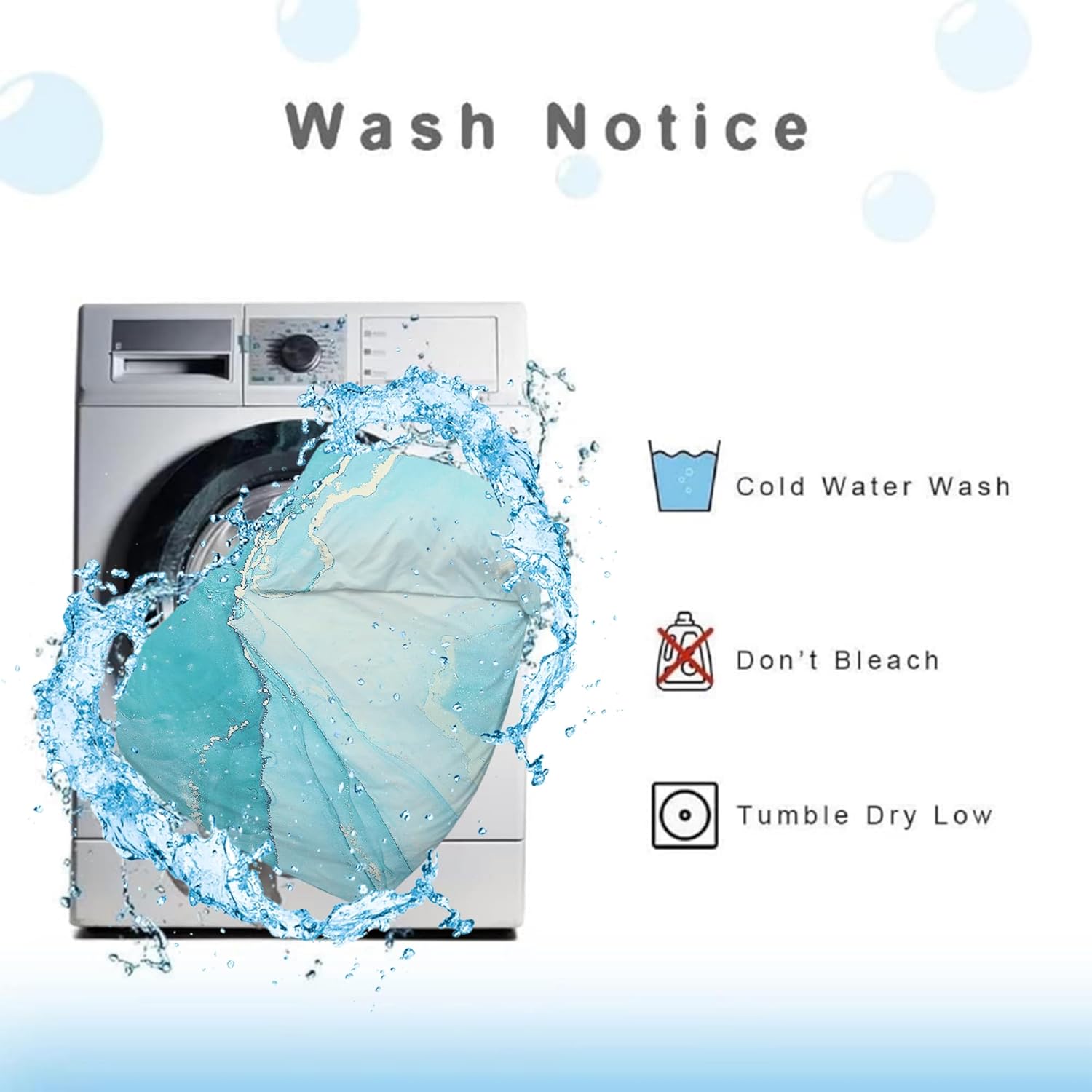 Blue Twin Comforter Set: Twin Size Light Blue Marble Bedding Sets for Teens Girls Kids Abstract Glitter Marbling Quilt Duvet Bed Set 1 Comforter & 1 Pillow Case - Image 7