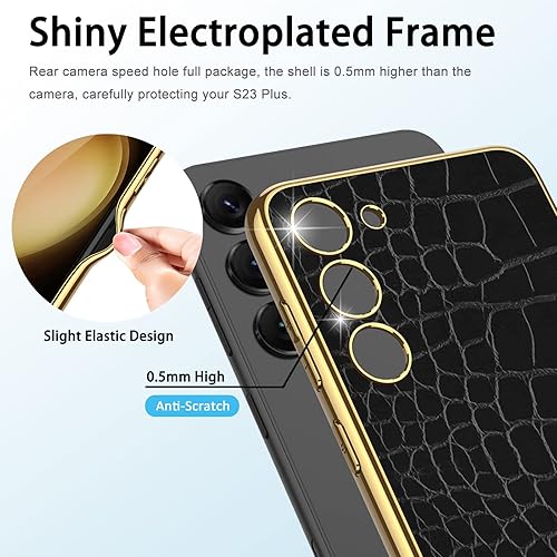 Miniatura 8 de Miimall Funda compatible con Samsung Galaxy S23, S23, funda de piel suave galvanizada + funda protectora de cuero de lujo resistente para Samsung