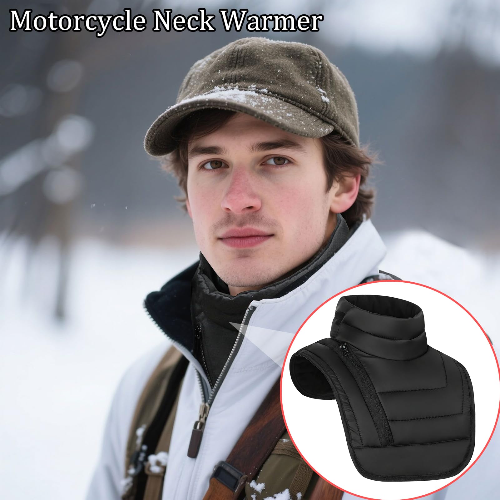 Calentador de cuello de invierno | Con bolsa de almacenamiento resistente al viento, suministros cálidos para invierno, para clima frío, al aire libre, viajes, trabajo, ciclismo, equitación, ATV