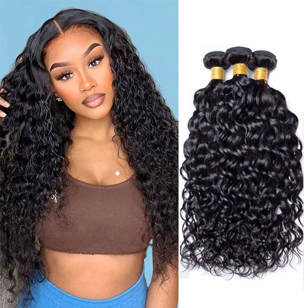 Natural Black Water Wave Brazilian Human Hair Bundles