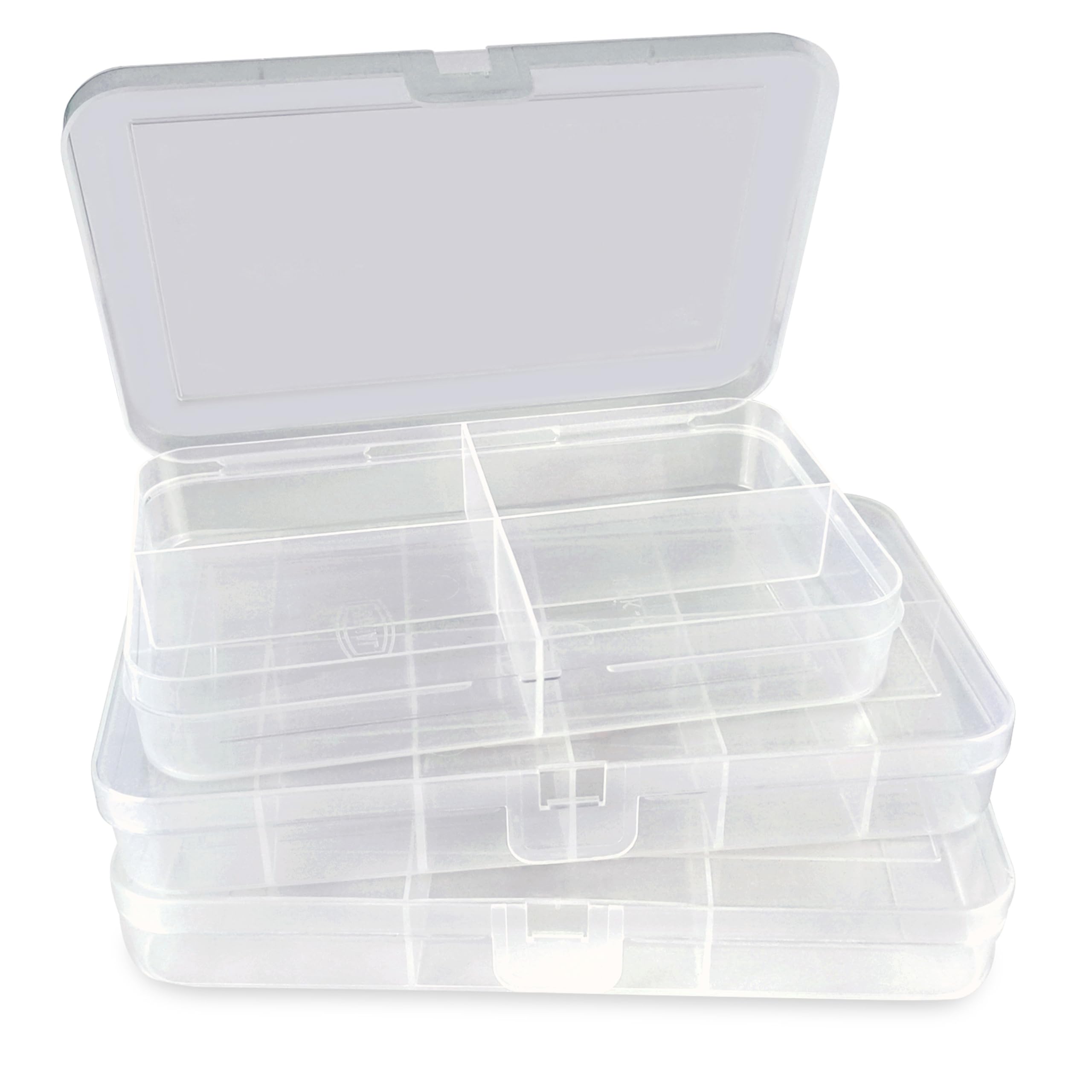 Jewellery Organizer Plastic Storage Boxes | Make Up Organizer Box With Partition Compartments Of 4/6/12 | Transparent, Pack Of 3-image-10
