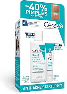 CeraVe Anti-Acne Starter Kit With Blemish Control Cleanser 88ml + Blemish Control Gel Serum 15ml, For Mild Acne Prone Skin...