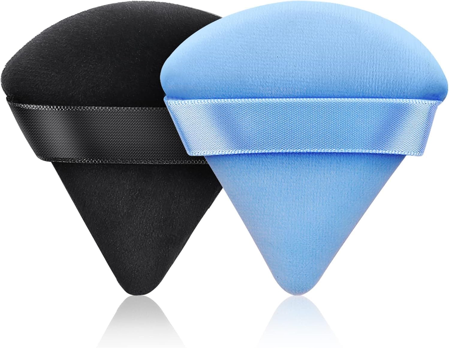 FUIN 2 Pcs Triangle Powder Puff, Makeup Puff, Powder Puff, Foundation Blender Velour Setting Powder Puff, Soft Eye Makeup Wedges Beauty Tools, for Loose Powder, Cosmetic, Foundation, Wet Dry Makeup