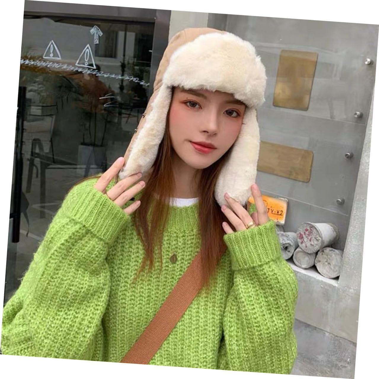 Windproof Plush Cotton Winter Hat with Ear Flaps for Men and Women Thick Warm Riding Cap for Outdoor Sports Cozy Ear Protection Beanie in Unique Ginger Yellow