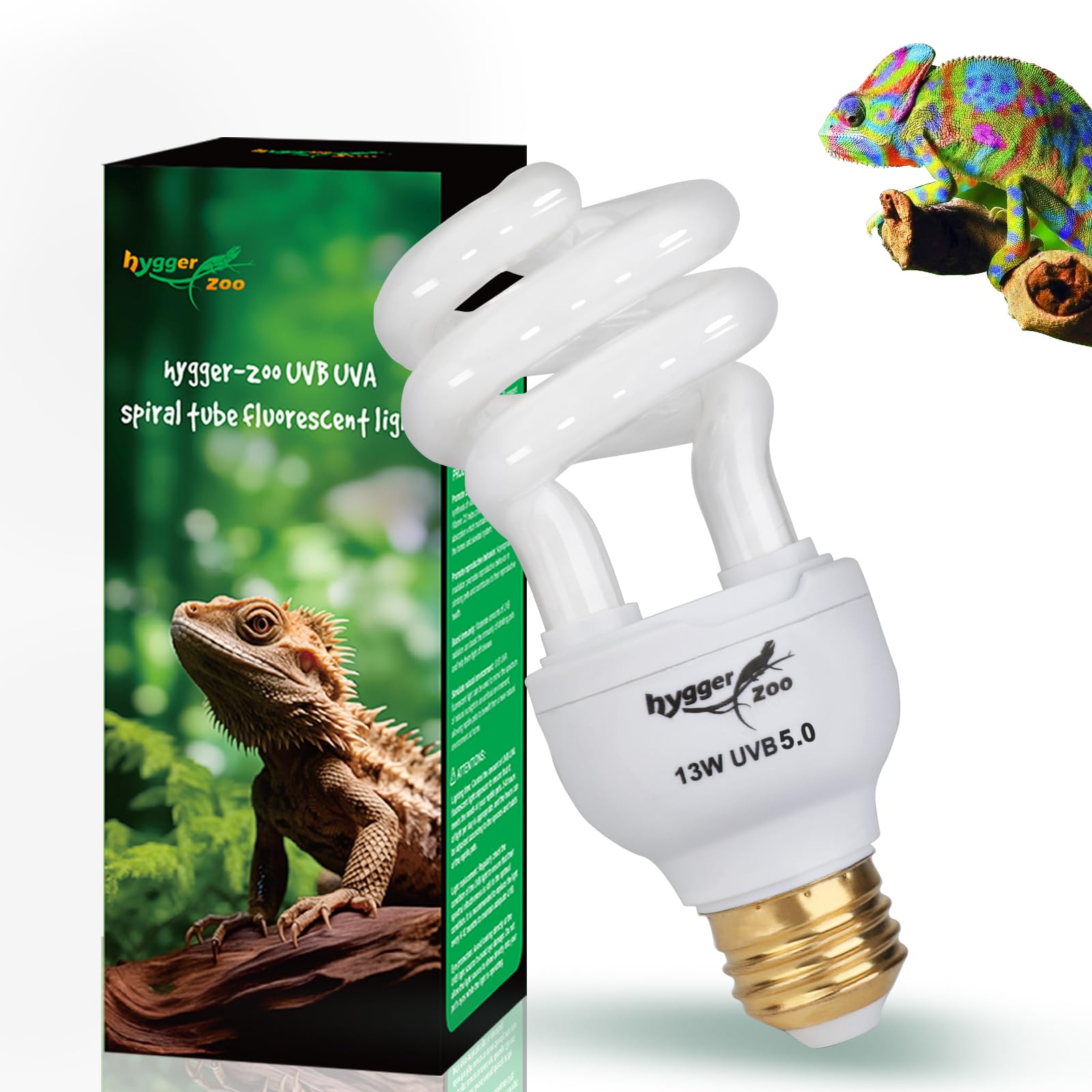 UVB Bulb for Reptiles, 5.0 13W UVB Light for Reptiles, Hygger zoo UVA UVB Reptile Light Bulb Reptile UVB Bulb UVB Light for Hermit Crab Snake