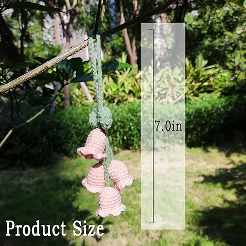 Miniatura 4 de Linda flor rosa espejo de coche colgante flor decoración adolescentes interior espejo retrovisor accesorios hecho a mano rosa colgante de coche