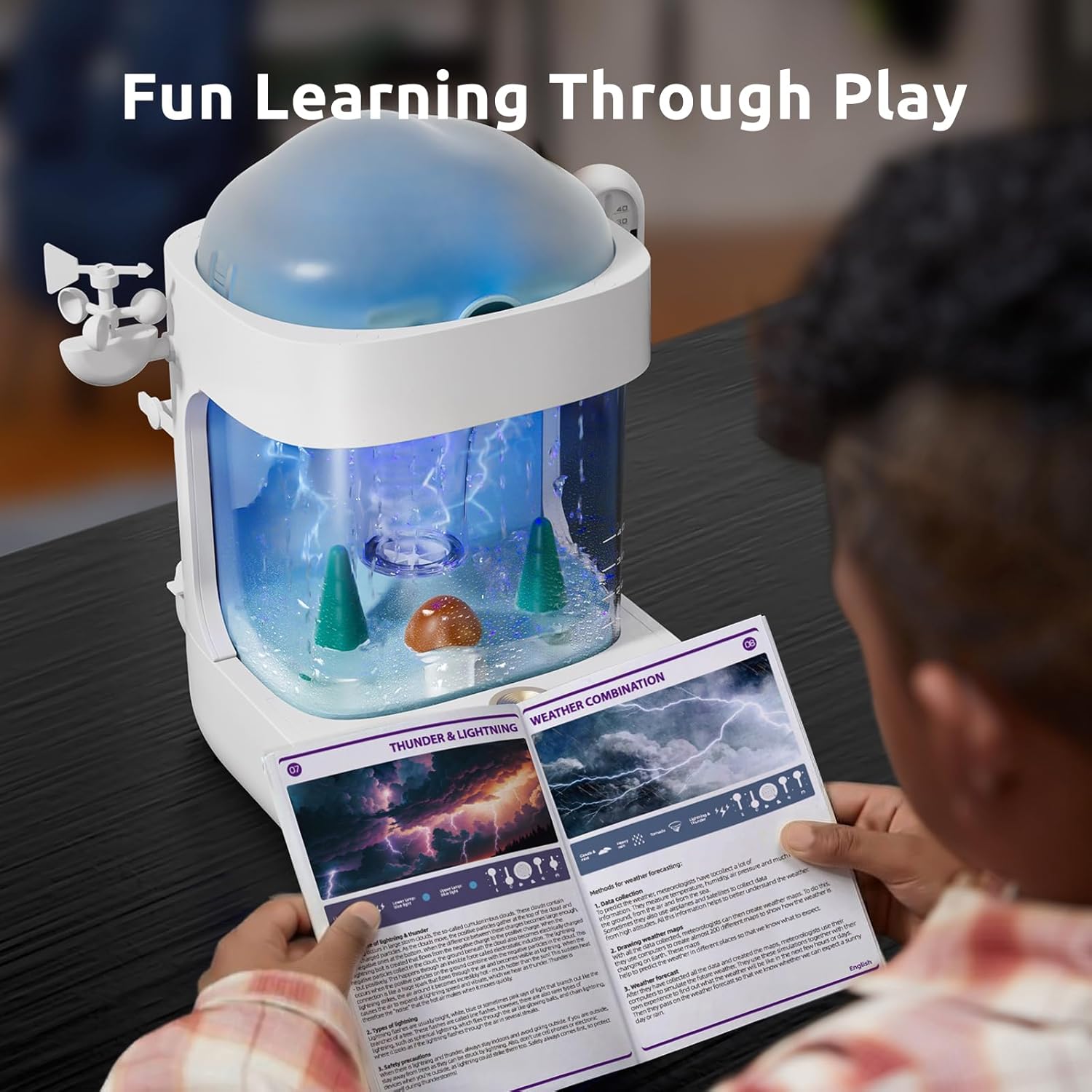 Science Can STEM Kits for Kids Age 6-8, Multifunctional 3-in-1 Weather Station for Kids, Educational Science Kits with 8 Weather, Cool Humidifier & White Noise Mode, Birthday Gifts for Girls & Boys