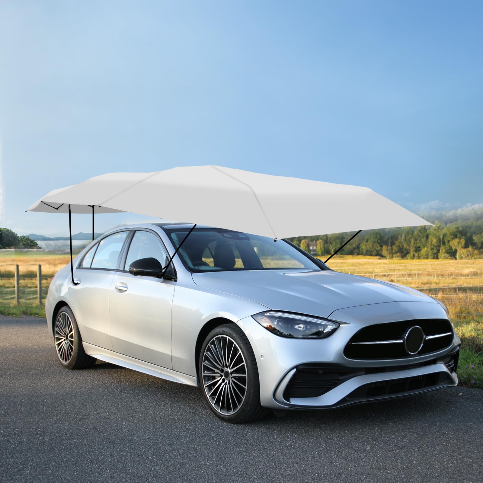 Tente de Toit pour Voiture Pare Soleil de Voiture Semi-Automatique | Pare-Soleil Télescopique à Isolation abri d'auto mobile plié, auvent de protection automobile parasol extérieur, 4,6 x 2,3 m