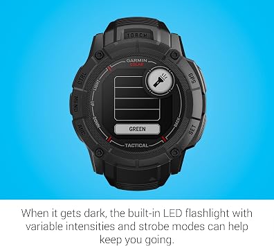 Garmin Instinct 2X Solar - Tactical Edition, Rugged GPS Smartwatch, Built-in Flashlight, Ballistics Calculator, Solar Charging Capability, Black