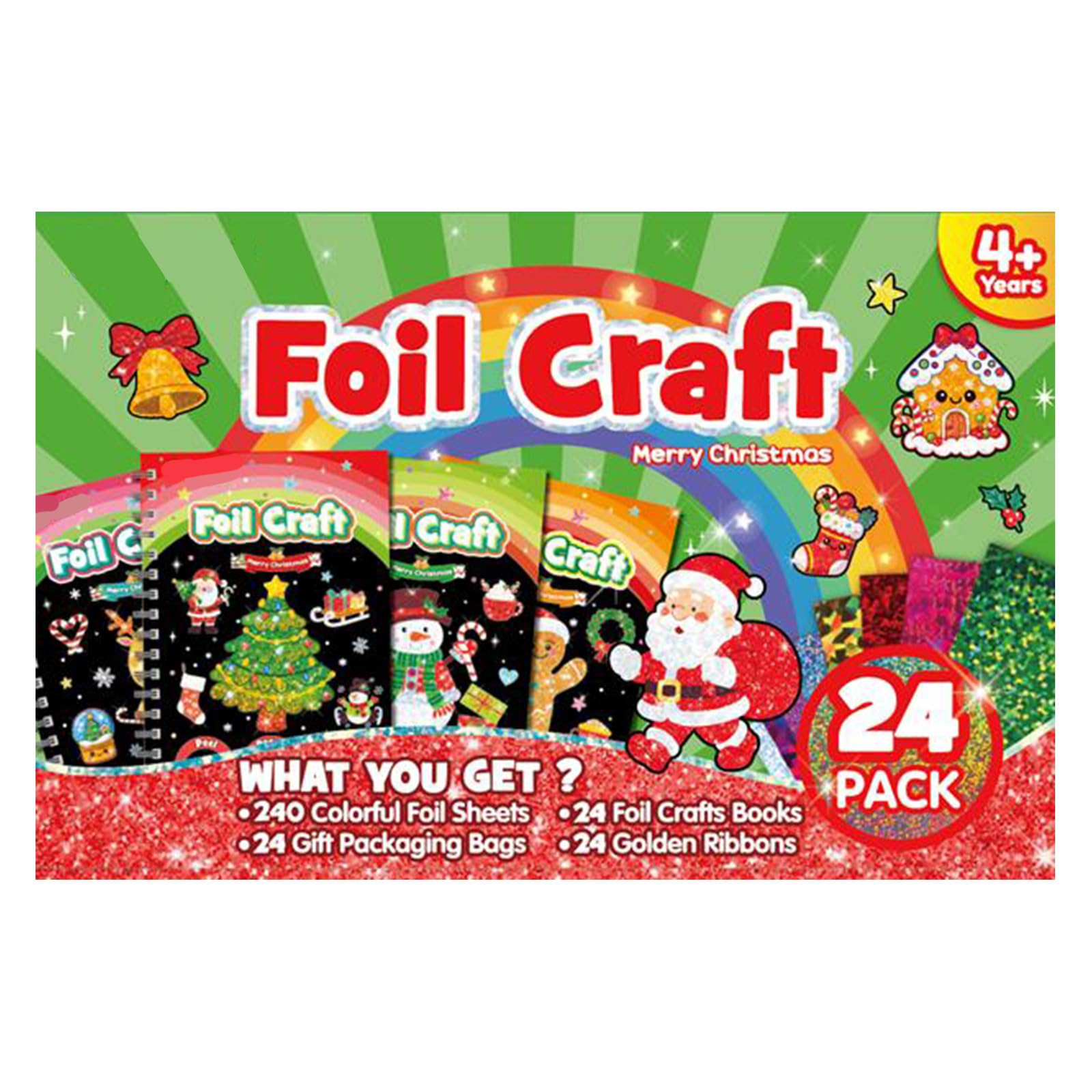 LIKYMO Foil Art, Party Bag Fillers for Kids, Foil Craft Colouring Books (Christmas)