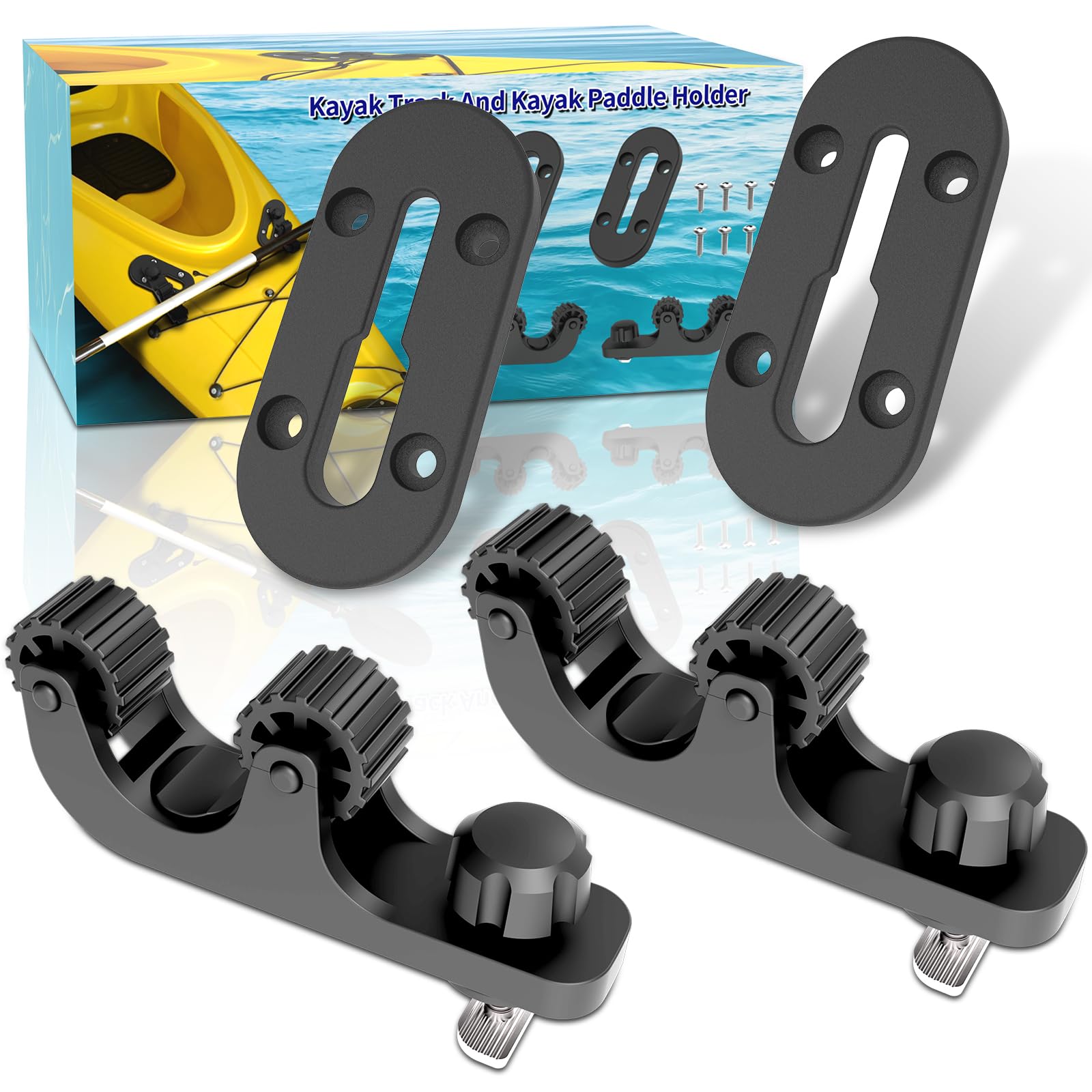 Lot De 2 Supports De Pagaie Pour Kayak - Fixation Sur Rail Sans Perçage - Compatible Perception, Emotion, Pelican, Malibu, Vibe - Pmsanzay