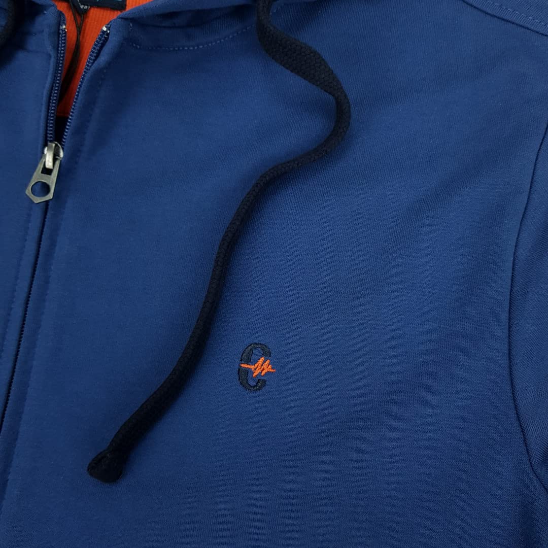 Coveri Tuta Uomo Completa da Ginnastica Cotone Garzato con Cappuccio Zip M L XL XXL 3XL (M - Denim)