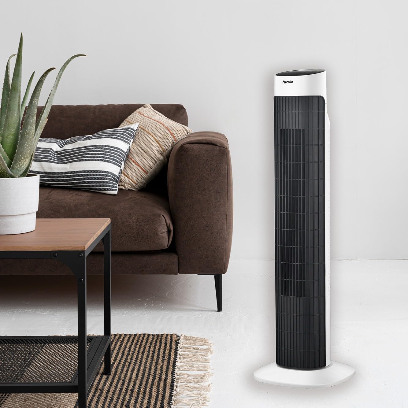 facula - Ventilador de Torre Digital Oscilante Rok 45w | 3 modos | 3 velocidades | Temporizador | Mando a distancia