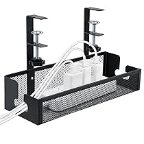 Cozary Porta Cavi Scrivania Regolabile Senza Foratura, Organizzatore Cavi Sotto Scrivania con Ganci in Acciaio Carbonio, Resistente Raccogli Cavi Scrivania per Ufficio Casa e Gaming
