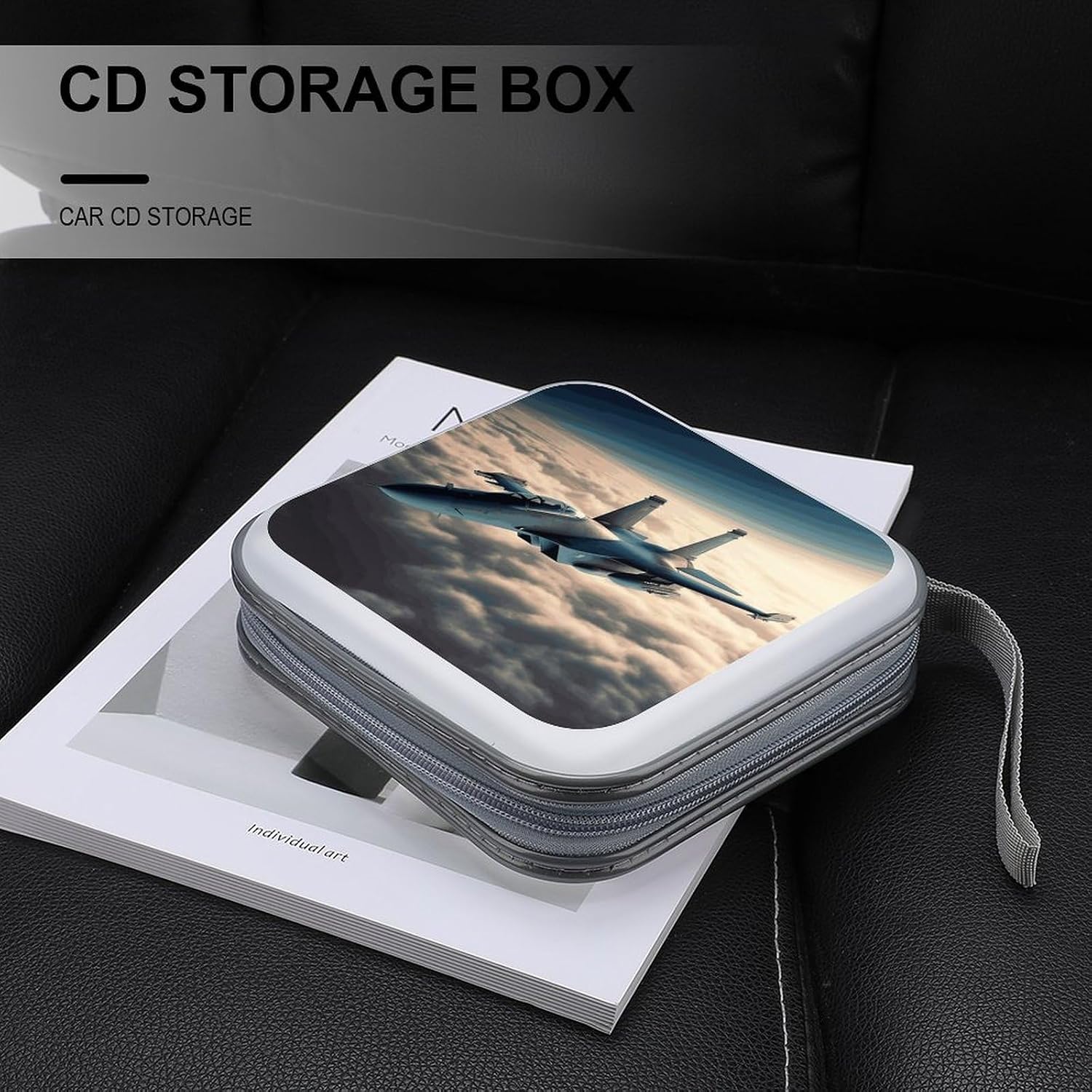 Aircraft Fighter Jets CD Case with Hand Strap Lightweight DVD Wallet Holder 40 Capacity CD/DVD Case Wallet Protective CD Wallet CD/DVD Portable Storage Binder for Car Home Office