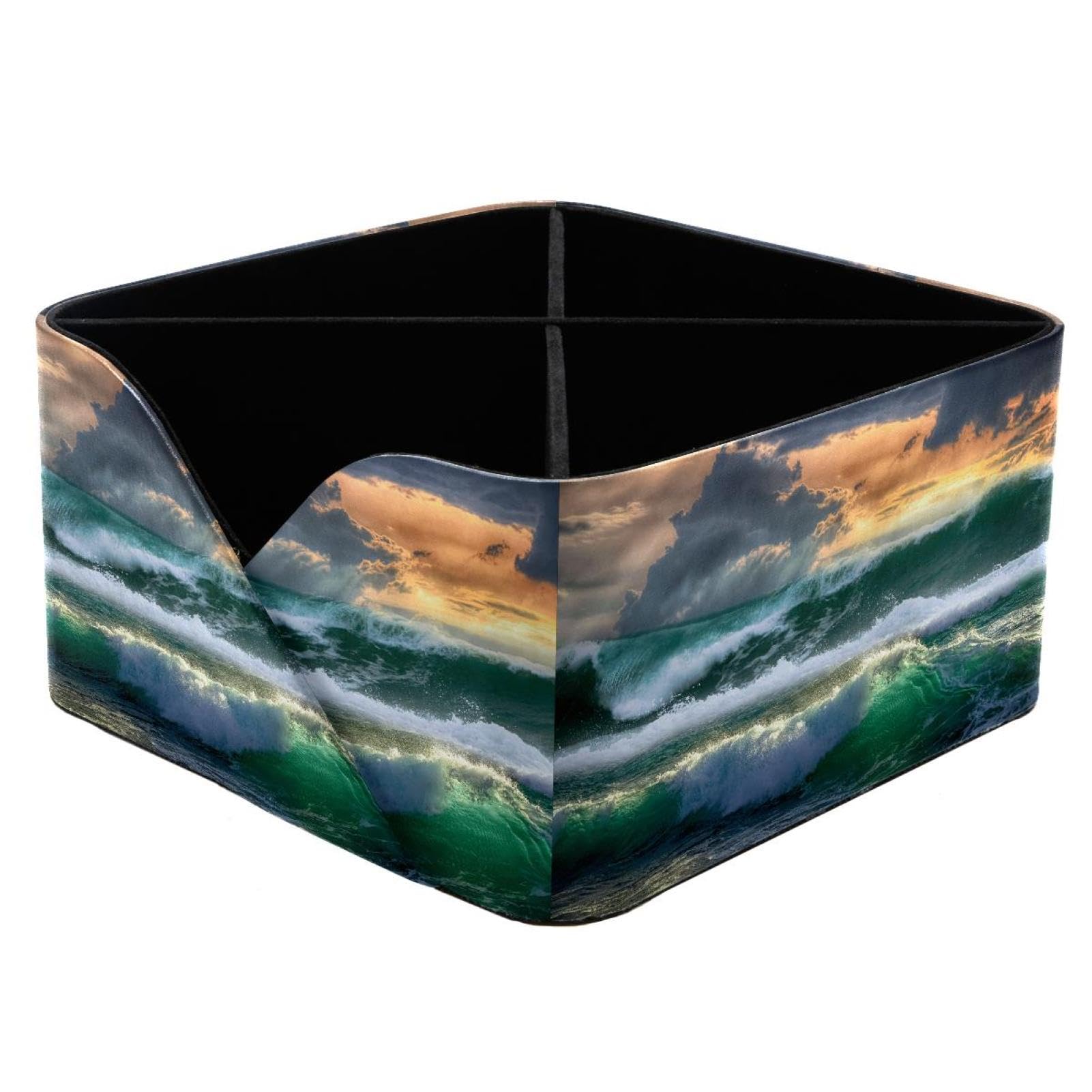 KengjuTesu Great Sea Ocean Wave Desktop Organizer Pen Holder, Rectangular Pencil Cup for Office, Study and Makeup Stations