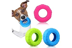 Leitee Indestructible 3-Piece Rubber Tire Dog Chew Toy Set