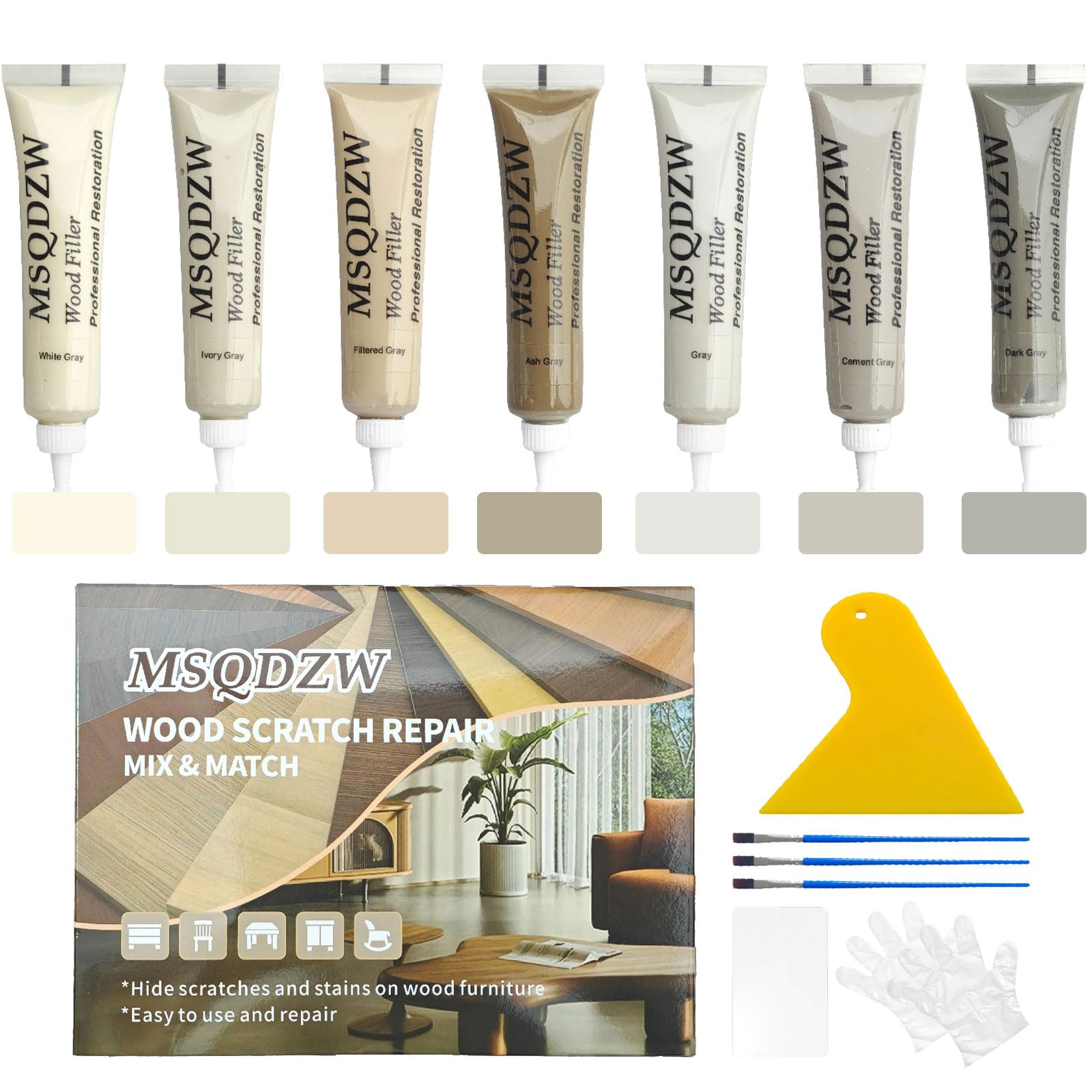 Wood Repair Kit 13Pcs Wood Fillers Furniture Repair Kit Scratch Cover for Wood Cracks Stains Discoloration for Furniture
