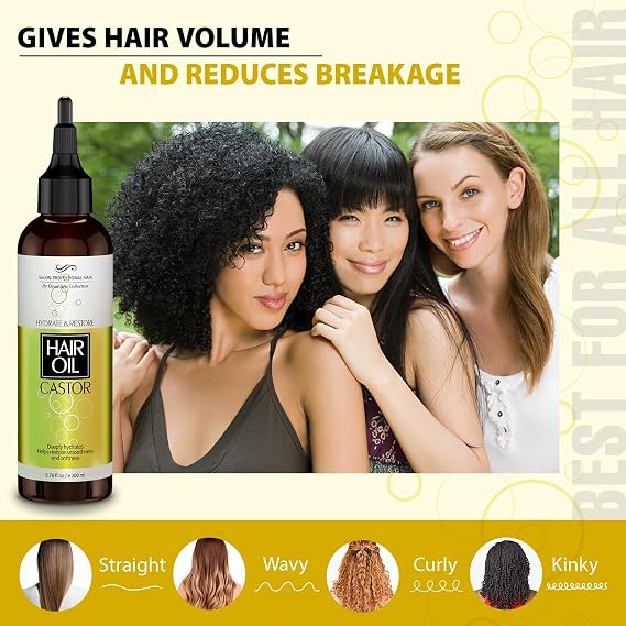 Dead Sea Collection Castor Hair Oil Restorative & Hydrating with Dead Sea Minerals Moisturizing Hair Oil for All Hair Types Paraben-Free 6.76 fl oz