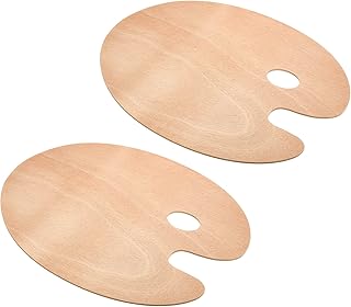 PATIKIL 12"x16" Wooden Oval Paint Palette, 2 Pack, Wood Color