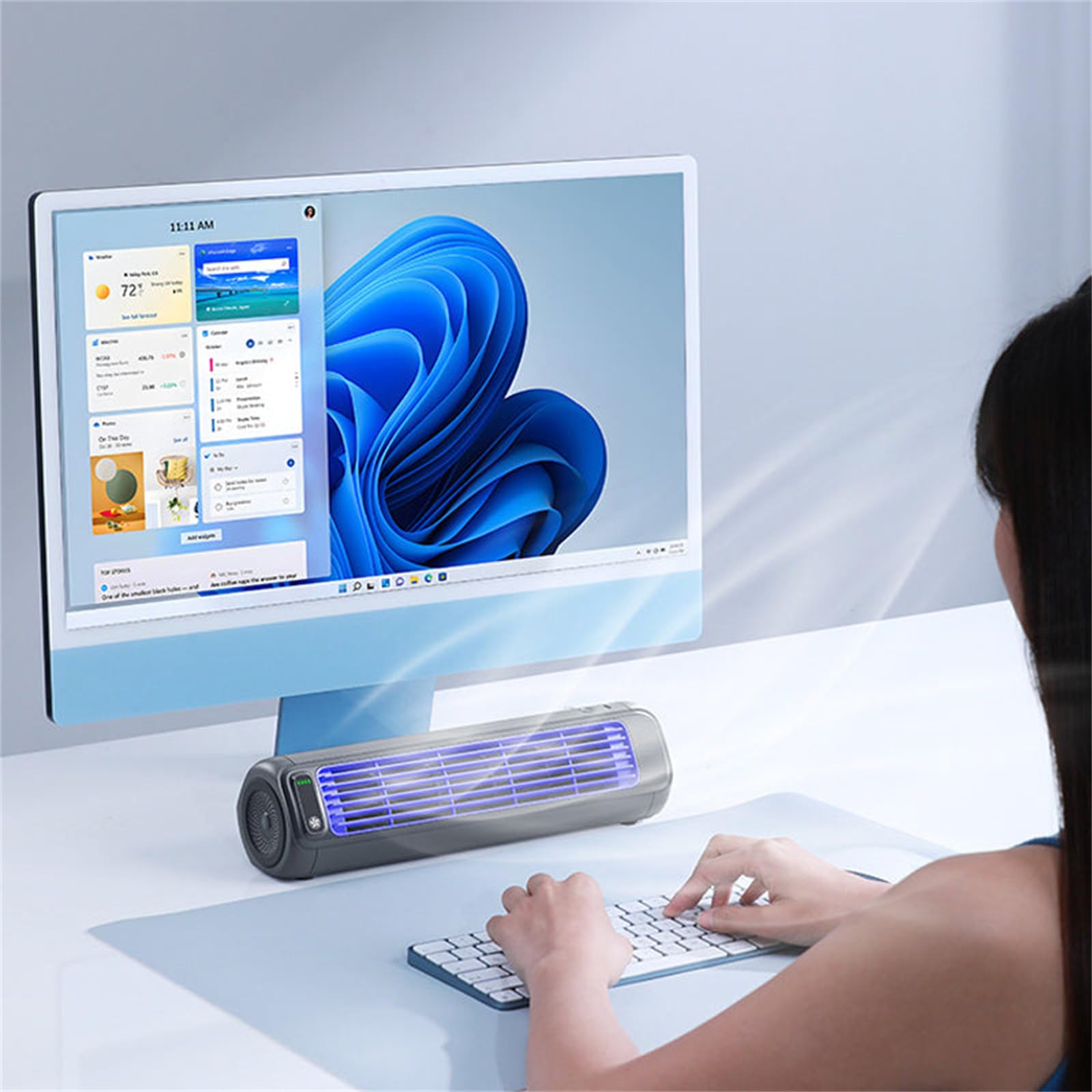 MEIION libiyi cooling ace 2.0 Tragbarer Luftkühler, 3 Geschwindigkeiten Leiser Wandventilator für Schlafzimmer und Büro, wiederaufladbar