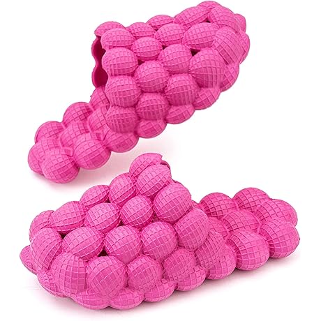 Bubble Slides Massage Slippers for Women Men, Hot Pink
