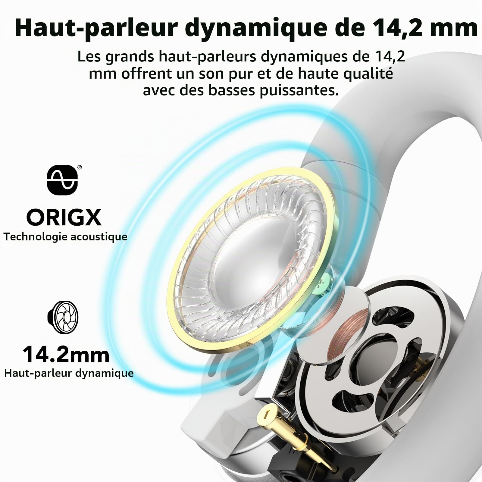 TOZO O2 Écouteurs Bluetooth sans Fil Sport à Réglage Multi Angles 42H | Basses Profondes, Crochet Pliable et Comfort, Appels Cristallins, Idéal pour le Sport, la Conduite et le Travail