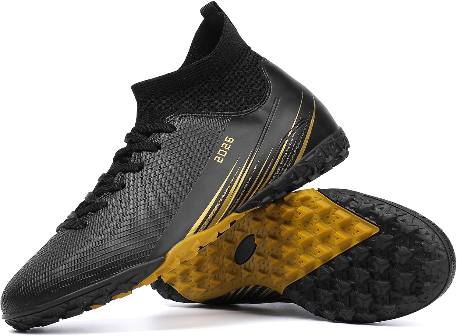 Biayvisas Soccer Cleats for Mens Womens Turf Soccer Shoes Indoor Footall Cleats High Ankle TF AG FG Football Boots Wide Training Sneaker