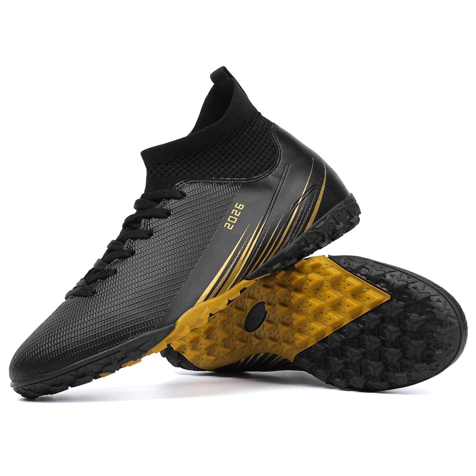 Soccer Cleats for Mens Womens Turf Soccer Shoes Indoor Footall Cleats High Ankle TF AG FG Football Boots Wide Training Sneaker