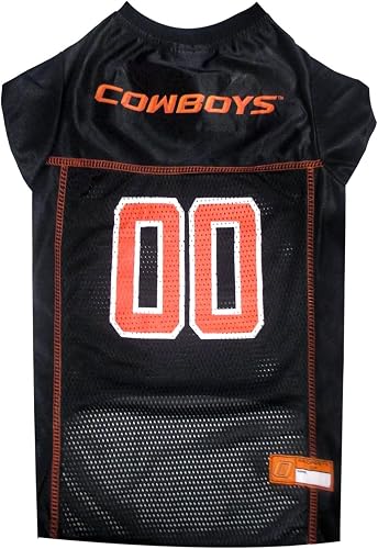 Pets First NCAA College Oklahoma State Cowboys Mesh Jersey for DOGS & CATS, Medium. Licensed Dog Jersey with your Favorite Football/Basketball College Team