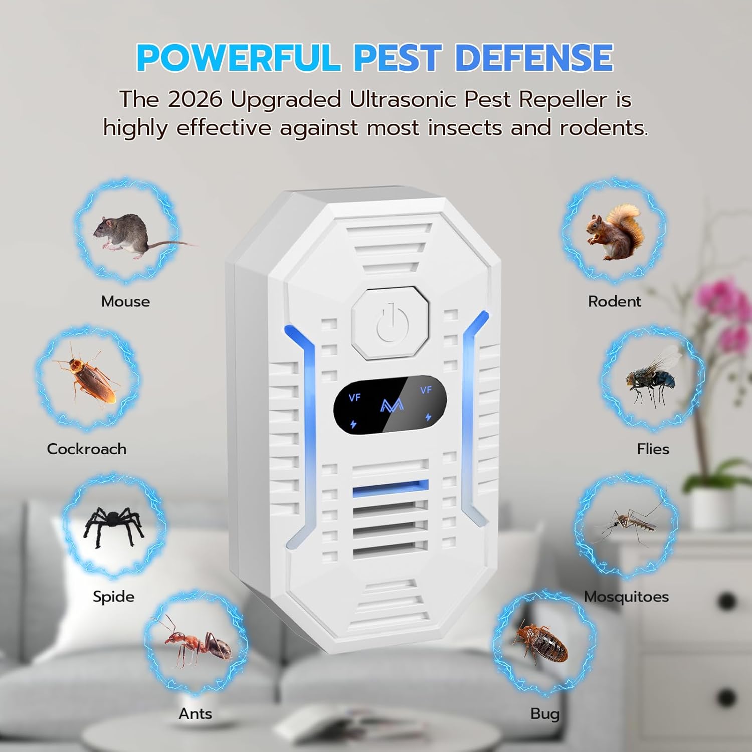 Ultrasonic Mouse Rodent Repellent Indoor & Pest Control Plug in, Ultrasonic Pest Repeller for Roach, Rat, Bugs, Mice, Spider, Ant, Electronic Pest Deterrent, 2026 Upgraded, 8 Packs