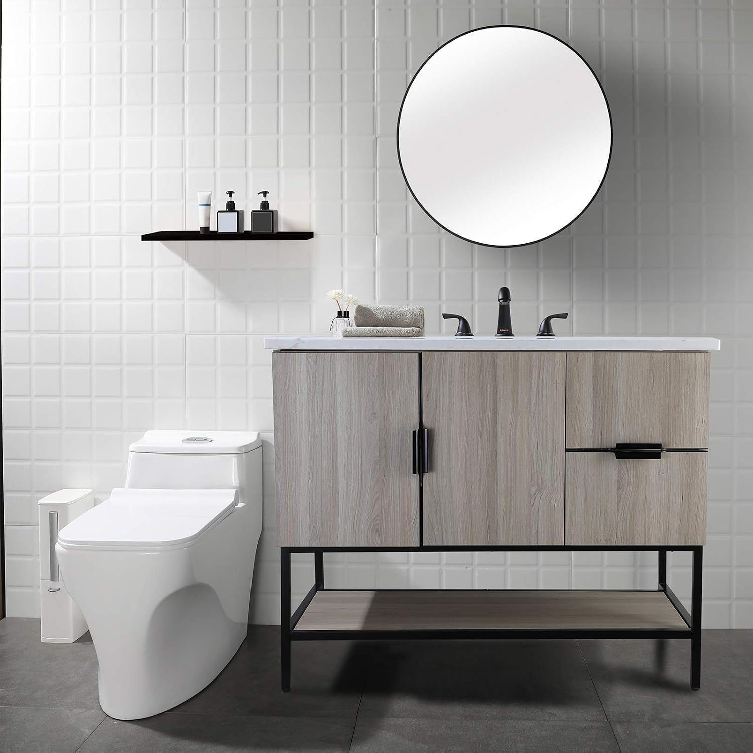 Best Seller PARLOS Widespread Double Handles Bathroom Faucet with Metal Pop Up Drain and cUPC Faucet Supply Lines, Matte Black, 1435004