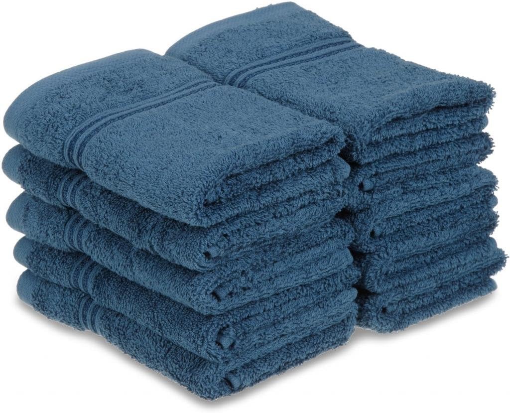 Luxury Spa Collection - 6 Piece Terry Washcloth / Face Towel Set Egyptian Cotton, SLATE BLUE